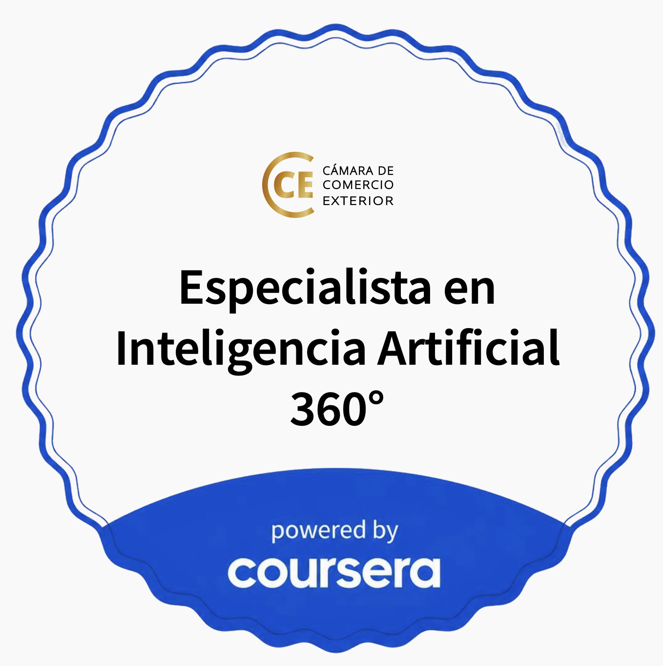 Insignia digital Especialista en Inteligencia Artificial 360° powered by Coursera